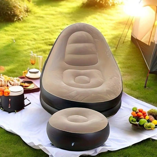 Inflatable Sofa Chair with Footrest & Air Pump – 2-in-1 Portable Comfort Lounge